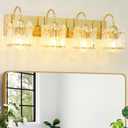4 Light Bathroom Vanity Light, Gold Vanity Light with Glass Shade