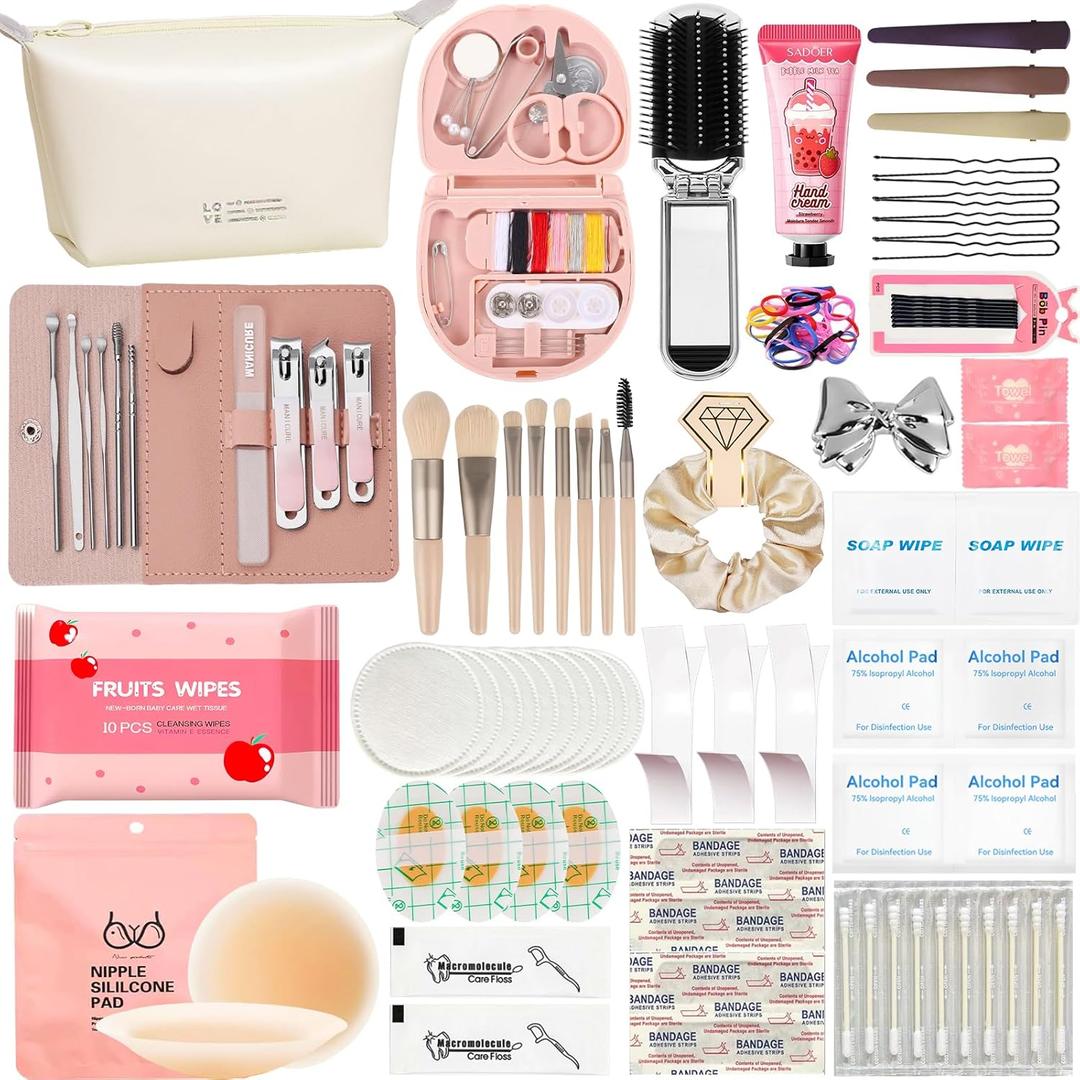 Bridal Emergency Kit for Wedding Day, Women's 40+ Essentials Items for Bride with Cosmetic Bag, Must-Haves for Wedding & Daily Travel, All-in-One Survival Set, Perfect Bride Wedding Gift