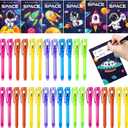 24 Pack Valentines Day Gifts for Kids,Invisible Ink Pen with UV Light and Space Astronaut Valentines Cards Bulk Spy Pen for Kids Boys Girls Classroom Exchange Prizes Party Favors Toys