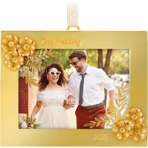 Hallmark Keepsake Christmas Ornament, Our Wedding 2025 Photo Frame, Metal, Wedding Gifts
