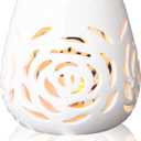 White Ceramic Rose Hollow Candle Holder Creative Aromatherapy Essential Oil Burner, Wax Melt Diffuser & Tealight Candle Holder for Home Bedroom Decor, Perfect Christmas & Housewarming Gift