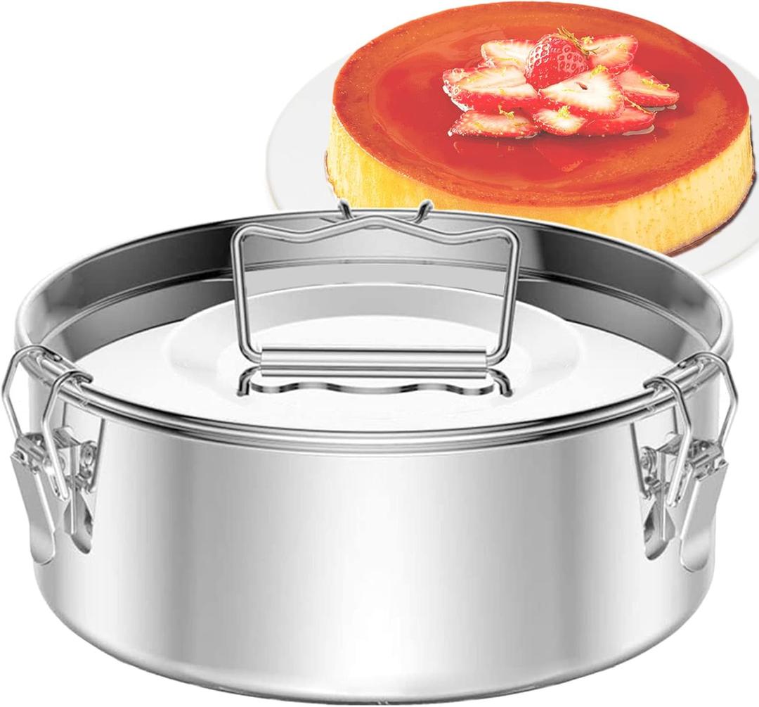 Flan Pan Flanera Mold, Stainless Steel Flan Mold with Lid - Flan Maker for 6 Quart Instant Pot
