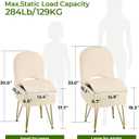 GREENSTELL Small Vanity Stool Chair with Storage and Folding Back, 13.4" x 15" x 30" Square Faux Fur Soft Ottoman, 4 Metal Legs with Anti-Slip Feet, Furry Padded Seat for Makeup, Bedroom, Camel