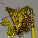 Foil Star Piata with Blindfold and Bat for Birthday Foldable Star Shape Piata with Stick Festive Fiesta Party Supplies Favors for Mexican Party (Gold) (23.6 x 23.6 Inches)