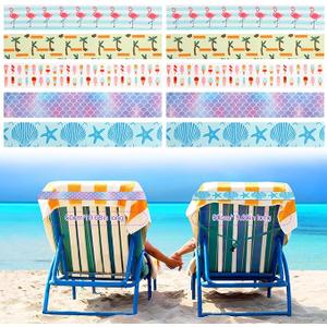 XIHIRCD 10pcs Towel Bands for Beach Chairs, Elastic Beach Towel Holder Straps Windproof Stretchable Towel Chair Clips for Cruise Lounge Chairs Beach Summer Pool Vacation Essentials (5 Styles)