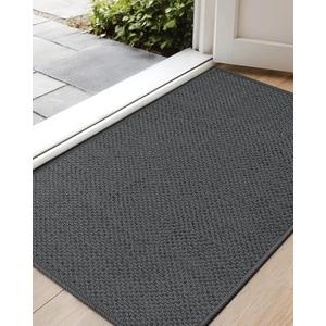 Color&Geometry Front Door Mat Indoor 17"x29", Rugs for Entryway, Non Slip Washable Low-Profile Inside, Entry Mat Entry Rug Door Mat Indoor Entrance, Grey (Rolled-up NO Creases)