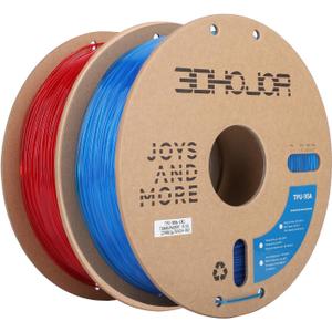 3DHojor TPU Filament 1.75mm TUP95A 3D Printer Filament Flexible Soft 3D Filament 1KG*2 Bundle fit Most FDM 3D Printers Dimensional Accuracy +/- 0.03 mm-Transparent Red/Blue