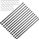 12 Pack Curtain Rods For Windows 28 to 48 Inch Spring Tension Rod Adjustable Metal No Drill Curtain Rod for Windows, Shower, Door, Kitchen (Black, 12 Pack)