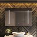 28 x 40 Inch Black Medicine Cabinet Mirror with Lights for Bathroom - Anti-Fog, Smart, Led Light