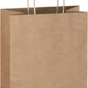 Mlyta 200 Pack 8x4.75x10 Inch Plain Medium Brown Kraft Paper Gift Bags with Handles Bulk for Goodie, Party Favor Brithday Grocery Shopping, Small Business Wedding Retail Craft Treat, Merchandise Sacks, 1 Count