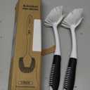 SetSail Dish Brush with Handle, 2 Pack Stiff Bristles Dish Scrubber with Built-in Scraper Dish Scrub Brushes for Cleaning Dishes, Pots and Pans, Kitchen Sink, White