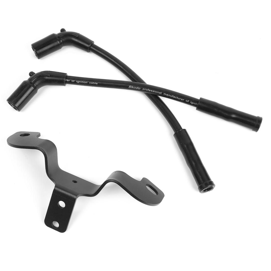 Coil and Ignition Relocation Bracket with 10mm Thick Spark Plug Wires Compatible with 2007-2025 Harley Davidson Sportster, Nightster, 72, 48, Iron Roadster 883 1200