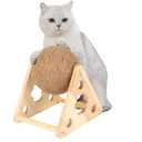 Sisal Cat Scratching Ball, Cat Scratcher Ball Toy with Cute Stable Stand, Interactive Exercise Toy for Small Pet to Play and Exercise