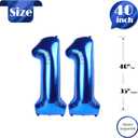 Navy Blue Number 11 Balloon 40 inch, 11 Number Balloons, 11th Navy Blue Birthday Decorations, 11 Year Old Girls Boys Blue Party Supplies