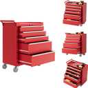Rolling Tool Chest with Wheels, 5 Drawer Tool Storage Cabinet, Portable Toolbox Organizer with Lock, Heavy Duty Tool Chest Cart for Garage, Mechanic, Workshop, Shop, Mobile Tool Organizer, Red