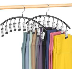 Legging Organizer for Closet,Leggings Hangers for Closet 2 Pack Pants Hangers w/10 Clips, Space Saving Hangers Closet Organizers and Storage for Pants Skirts Scarf Legging