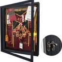 16x20 Graduation Shadow Box Frame, Large Graduation Frames with Glass Window, Metal Lock, Memory Box for Graduation Keepsake, Cap and Gown Black