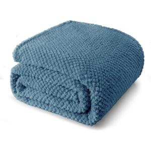 Whale Flotilla King Size Fuzzy Fleece Blanket, Fluffy Warm Soft Jacquard Bed Blankets for All Season, Lightweight and Cozy, 90x104 Inch, Slate Blue (King(90x104 In))