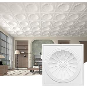 Art3dwallpanels Ceiling Tiles 12 Pack Drop Ceiling Tiles, 24 x 24 Inch High Grade PVC 3D Wall Panels for Interior Wall Decor, Fire Rated, Waterproof, Light Weight, Prevent Breakage, White