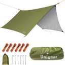 Unigear Hexagon Hammock Rain Fly, 12x10FT Multifunctional Waterproof Camping Tarp,Lightweight and Compact Tent Tarp for Backpacking, Hiking, Traveling (Green)