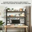 Desktop Bookshelf with Pegboard, 2-Tier Desk Hutch Storage Organizer Rack, Metal Frame & Wood Board, for 27-inch Monitor, Home Office & Dorm，Black,45.3" W