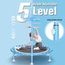 ZCMHAXJ Foldable Mini Trampoline, 40" Rebounder Trampoline for Adults & Kids, 450lbs Capacity with T-Shaped Adjustable Bar, Indoor Fitness Workout Exercise Equipment