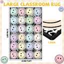 7.6x12 ft Large Smile Face Classroom Rug Composition Notebook Educational Area Mat Pastel Happy Face Play Carpet Back to School Learning Mat for Preschool Playroom Nursery Kindergarten(Smile)