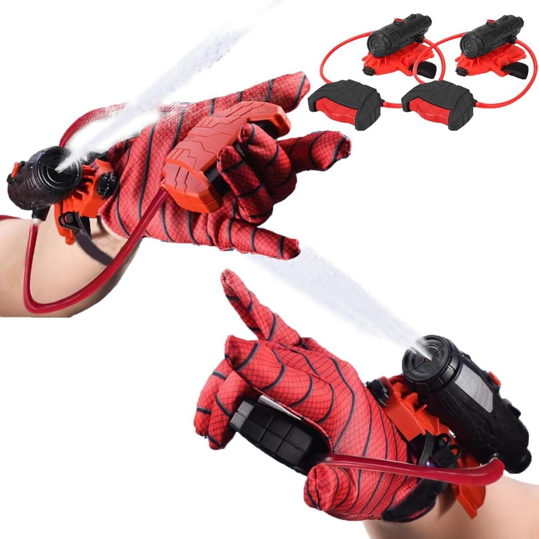2 x Water Guns 2 Pack Spider Web Water Guns Toys with Glove for Kids, Summer Pool Party Fun Outdoor Water Fighting Toys for Kids