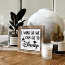 3 x Inspirational Wood Signs, Box Wood Plaques Desk Dcor, Decorative Plaques and Signs, Rustic Office Decor Art, Motivational Office Desk Decor, Farmhouse House Decoration, I Work So We Can Go to Disney (5.9*5.9inch, Style 01)