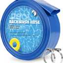 2" x 50 FT Pool Backwash Hose, Heavy Duty Flat Sump Pump Hose, Reinforced Discharge Hose with Clamp, Weather and Burst Resistant, Drain Clean Swimming Pools and Filters for Inground Pools