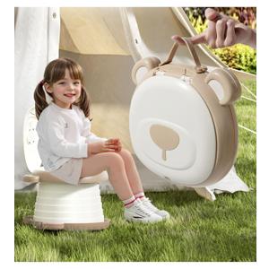 Travel Potty Seat for ToddlerFoldable Car Potty for Toddler, Portable Toilet Seat for Kids with Potty Liners, Absorbent Pads, Portable Potty Seat for Toddler Travel, Camping And Outdoor Use (Upgraded Sturdy-Khaki)