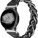 Wearlizer Stretchy Bands Compatible with Samsung Galaxy Watch 7/6/5/4 40mm 44mm/Watch 6 Classic 43mm 47mm/Watch 5 Pro 45mm/Watch 4 Classic 42mm 46mm/Watch 3 41mm/Active 2, 20mm Braided Band Women (Small, Black/White)