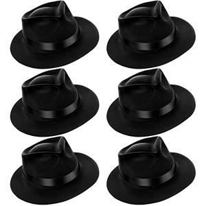 Jiuguva 4 Pcs Gangster Hat Plastic Gentlemen Hats Gangster Costume for Adult 1920s Accessories Party Decorations Men Women(Black)