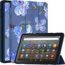 Lainergie Case for 8in Tablet with Auto Wake/Sleep, Flower