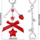 3 x 2Pcs Cute Purse Charms Purse Extender Chain,Y2K Strawberry Keychain Bow Keychain,Kawaii Heart Star Bag Charm
