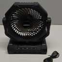 Camping Fan Rechargeable, 60H Long-Lasting Battery Powered Fan - 4 Speeds, 3 Light, Timer, Sleep Mode, Hook, Portable Fans for Camping Gear, Travel Essentials, Tent, RV, Outdoor, Garage, Emergency (Black)