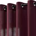 Burgundy Linen Curtains 84 Inch Length 2 Panels for Living Room Bedroom, Light Filtering Sheer Curtains 84 Inches, Modern Farmhouse Grommet Semi Sheer Soft Privacy Drapes