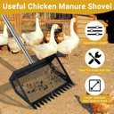 Chicken Poop Scooper for Sand, Coop Scoop 3 in 1 Rake Function with Fine Sieve Hole, Adjustable Stainless Handle 37" to 67", Scooper Chicken Poop Scooper for Sand