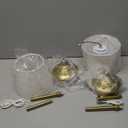 2 Pack Cordless Table Lamp, Rechargeable Desk Lamp with Fabric Shade, Battery Operated Lamp 3 Color Stepless Dimming, Small Touch Bedside Lamp Home Decor for Dining, Counter (Brushed Gold)