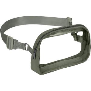 INTINI Clear Fanny Pack for Stadium Events  Small, Plus size Waist Transparent Belt Bag Sports, Concerts, and Festivals Olive Green
