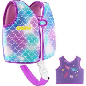 Kids Swim Vest with Crotch Strap - Neoprene Swim Trainer Vest for Toddlers 1-3 Years, Boys & Girls Swim Trainer with Adjustable Straps (Purple)