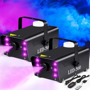 Retisee 2 Set Fog Machine Halloween with 6 Colorful LED Lights Wireless Remote Control Fog Machine with Power Cord, Receiver and Manual for Wedding Parties DJ Stage Effect (Chic Style,500 W)
