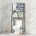 UDEAR 3-Tier Over The Toilet Rack,with Hanging Rod,Tower Shelf,Black, 24.89 Cm X 68.07 Cm X 163.07 Cm