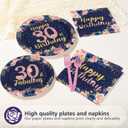 96Pcs 30th Birthday Party Decorations for Womens Navy Blue Rose Gold Floral 30th Birthday Plates and Napkins Sets for Women Girls Back in 1995 Cheers to 30 Years Old Party Supplies Serves 24