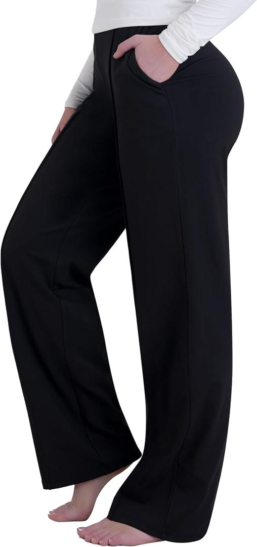 Sunzel Yoga Pants for Women with Pockets, Wide Leg Dress Pants, Business Casual & Work Sweatpants, Flowy Trousers for Travel (Black, S)