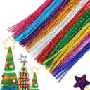 100Pcs Glitter Sparkle Pipe Cleaners Tinsel Chenille Stems,10 Colors Metallic Pipe Cleaner for DIY Crafts,Arts,Wedding,Home,Party,Holiday Decoration 6 mm x 12 Inch (100)