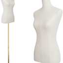 EaseHome Dress Form Mannequin Torso, 43-73 Inch Height Adjustable Female Manikin Body Clothing Display with Metal Bracket and Rectangular Base for Sewing Dress Display, Beige