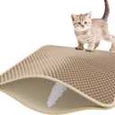 Roaringkitty Cat Litter Mat with Dual EVA Layer Design  Soft, Easy to Clean, Waterproof,Durable, and Non-Slip  Perfect for Cats (khaki, Large 26x19.6 inch)