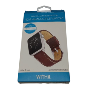With It Premium Italian Leather Band for 42 & 44mm Apple Watches Genuine Leather
