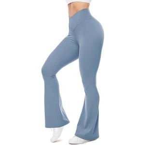 UEU Flare Leggings for Women with Tummy Control, V Crossover High Waisted Yoga Pants, Bootcut Wide Leg, 29-33" Inseam, Large